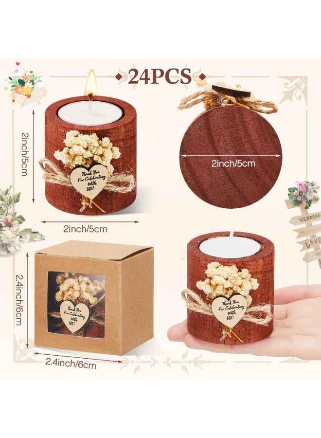 Bukela 6 Pcs Rustic Wedding Favor Candle Holders Bridal Shower Favors Candles Party Wooden Gifts Souvenirs for Guest Romantic Decorations (Dark Brown) - Image 2